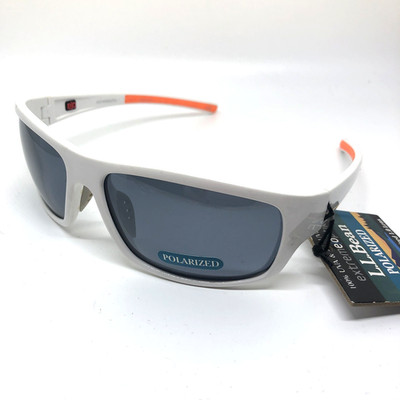Lands End Polarized Sunglasses White Wrap Smoke Tint 100% UV Sport NWT