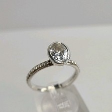 Dower & Hall Sterling Silver Ring Size O White Topaz Granular Dotty Twinkle 039B