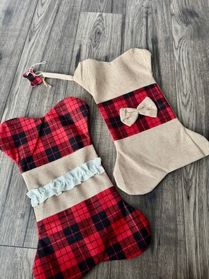 Two Pack Burlap Dog Bone Christmas Stocking, Bought and Didn t Use, oops