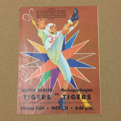 #ad 1952 Benton Harbor vs Muskegon Heights Tigers Football Program Michigan History $19.99