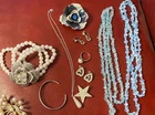 Vintage 11 Piece Costume Jewelry Lot Sparkly Rhinestone Bracelets Necklace