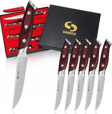 Steak Knives Set of 6, Ultra Sharp 4.5 Inch Steak Knife Set, High Carbon Steel K