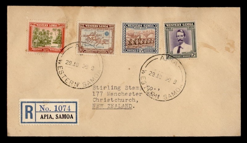 DR WHO 1939 WESTERN SAMOA REGISTERED TO NEW ZEALAND R77599