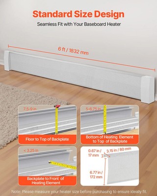 Baseboard Heater Covers, Premium Series 6 ft Standard Electric Heating Unit Fron