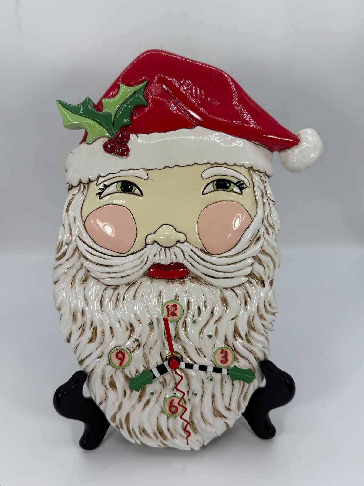 RARE Allen Designs Studio Santa Claus Face Wall Clock Lighth