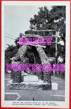 ITALIAN SWISS COLONY WINERY~ASTI,CA~LARGEST WINE VAT~B&W PHOTO postcard~1950s
