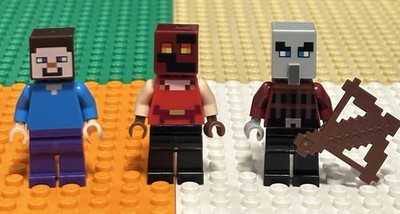 100% Authentic Lego Minifigures Minecraft Steve Villager Magma Cube