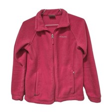 Columbia Fuschia Fleece Jacket Full Zip Youth Large 14/16 Zipped Pockets