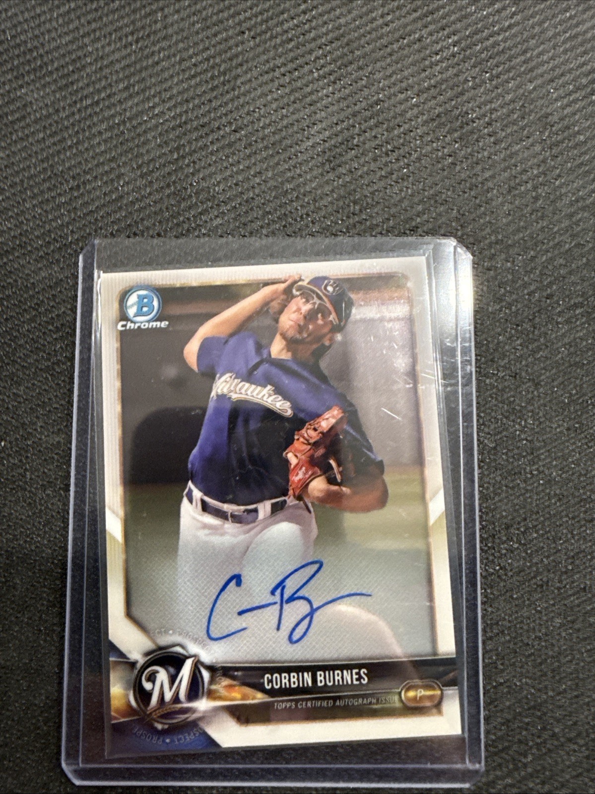 Corbin Burnes 2018 Bowman Chrome CPA-CB Milwaukee Brewers prospect autograph