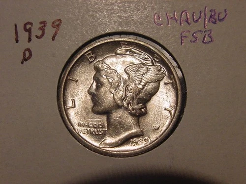 1939-D MERCURY DIME CHOICE AU BU FULL SB POPULAR BETTER DATE PQ