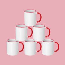11oz Coloured Sublimation Mugs - Rim & Handle – Bulk Packs 6/ 18 / 36
