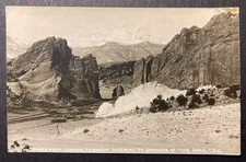 Pikes Peak through Gateway Garden of Gods Colorado RPPC 1910 Commercial Studio