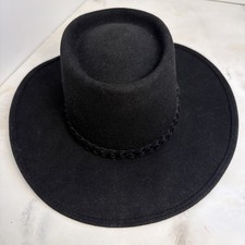 Vintage Chris Eddy Hat Lady Luck Black Wool Felt Gambler Bolero Wide Brim 14"