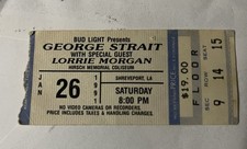 **SIGNED*George Strait w/Lorrie Morgan Ticket Stub Hirsch Coliseum Shreveport LA