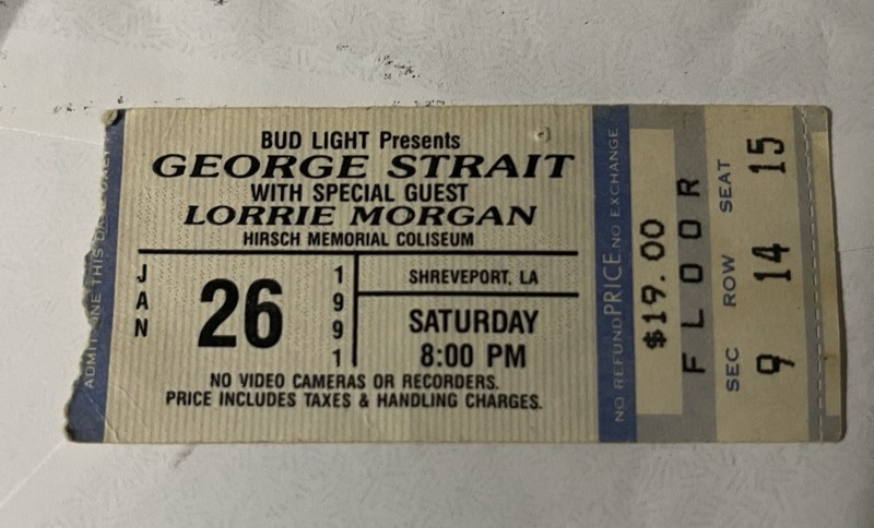 **SIGNED*George Strait w/Lorrie Morgan Ticket Stub Hirsch Coliseum Shreveport LA