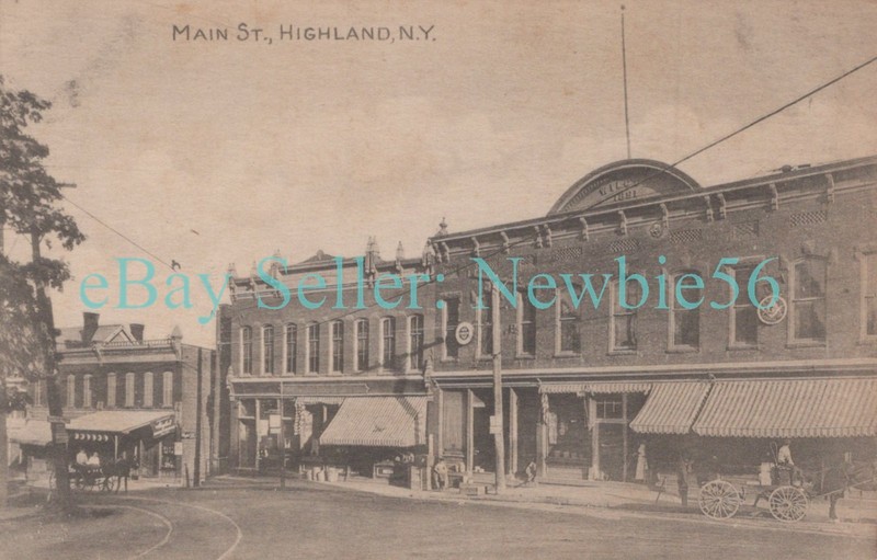 Highland NY - MAIN STREET STORE FRONTS - Postcard Ulster County
