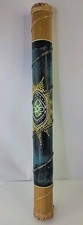 Vintage Bamboo Rain Stick Rainmaker, Hand Painted Sun , 24 In