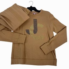 Juicy Couture Tracksuit Womens Small Brown JC Logo French Terry 2 Piece Y2K