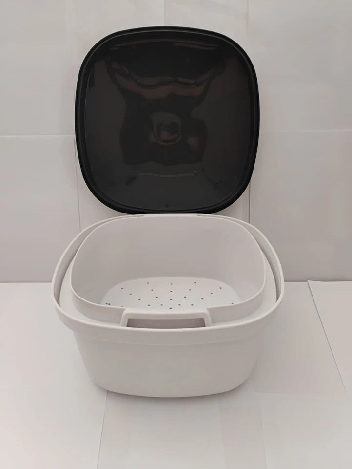 Tupperware Sieb Servierer mit Siebeinsatz Küchen Chef C37 Schwarz/Weiß NEU&OVP - Bild 3 von 3