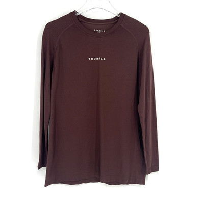 YoungLA Shirt Mens M Brown Long Sleeve Fitted Athleisure Workout Gym