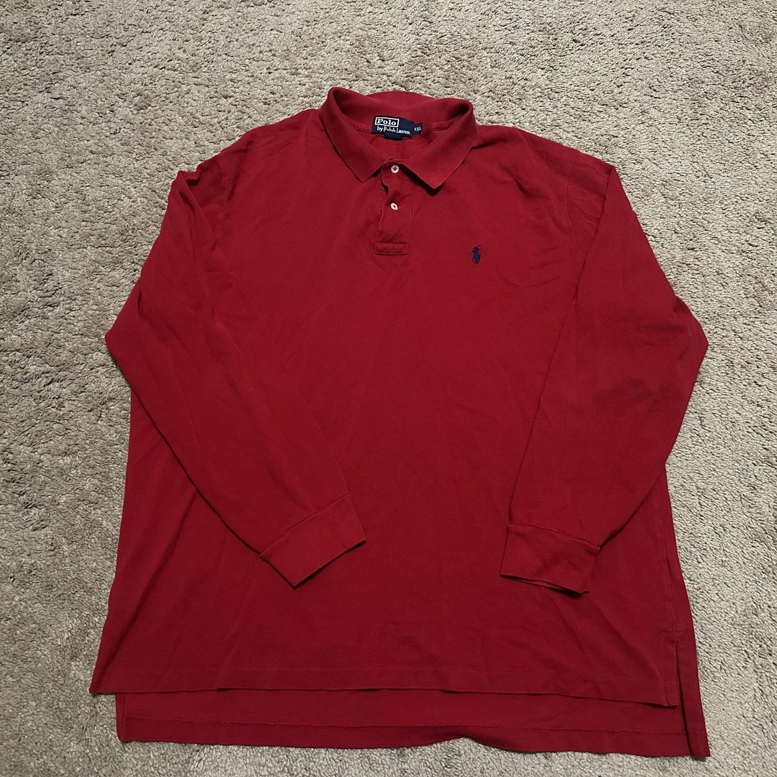 Polo Ralph Lauren vintage camicia uomo 2XL manica lunga colletto rosso pony