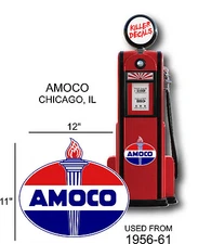 (AMOC-2) 12" 1956-61 AMOCO STANDARD  GASOLINE OIL VINYL DECAL GAS PUMP / LUBSTER
