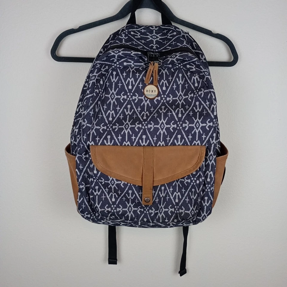 Mochila ROXY Caribeña Imitación Gamuza Borde Bolso para Libros Patrón Azteca Foto 2 de 4