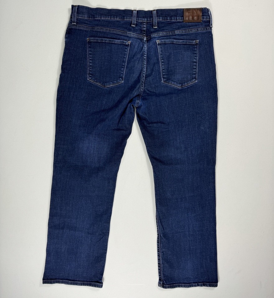 Mott bow jeans mens 40x32 38x30 straight leg stretch blue denim