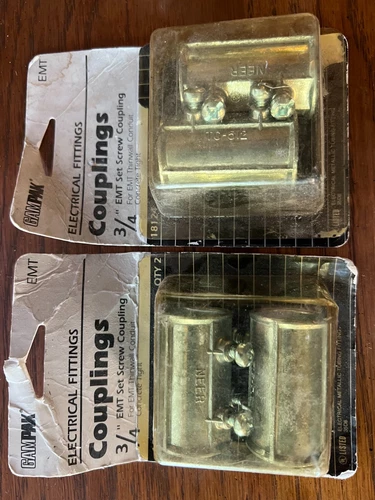 2 - 2 pack Gampak 18122 EMT 1/2" Steel Set Screw Conduit Couplings