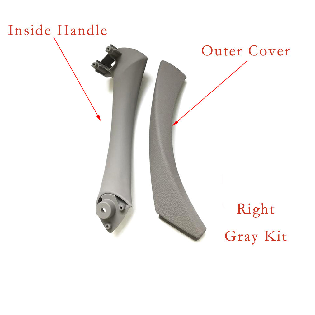 2PCS Right Interior Door Pull Handle with Cover For BMW 3 Series 04-12 Gray