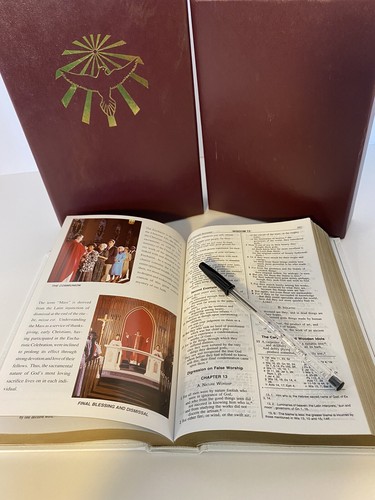 Holy Bible Catholic The Comfort Edition Gold Trimmed Pages Brown/Mahogany Box Pr - Picture 9 of 12