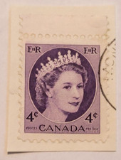 CANADA Postage ~ Queen Elizabeth II ~ Purple 4₵ Stamp ~ Cancelled/Used ~ 1954-01
