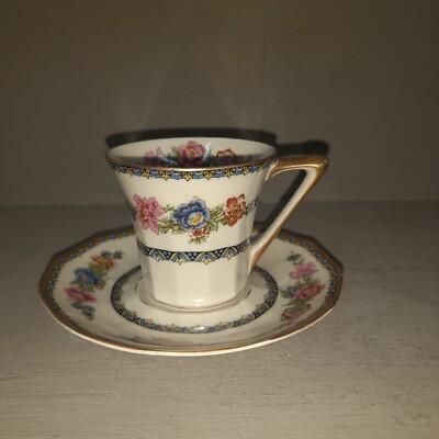 Schöne antike CH Field Haviland Limoges Demitasse Tasse & Untertasse für Macys