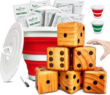 Yardzee  Farkle Game Set - All Weather Yard Dice with Score Cards  Bucket
