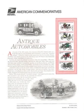 #476 32c Antique Automobiles #3019-3023 USPS Commemorative Stamp Panel