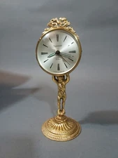 French "Stylebuilt" Small statue  Alarm clock, Gilded, Desk or Vanity 