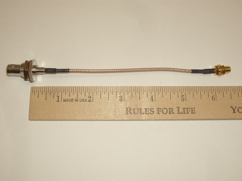 MGS 8606 REVERSE POLARITY RP-SMA-FEMALE TO BNC-FEMALE 6" JUMPER RG174 COAX CABLE - Picture 2 of 3