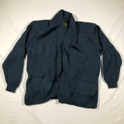 Max Miber Alpaca Cardigan Sweater Womens L One Size Dark Blue Open Front Pockets