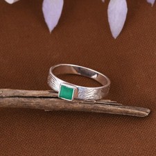 Unique Design Minimalist Ring in 925 Silver With Green Onyx For Men & Women's