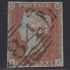 F20_14 GB QV 1841 1d VERY BLUED PLATE 106 SG8A-B1(2) SJ FU 4M CANTERBURY 84