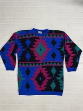 Vtg Paul  s Girl Sweater Women  s XL Colorful Geometric Aztec Grandma Mom 80s 90s