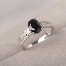 Black Onyx Ring 925 Sterling Silver Ring Oval Cut Ring Black Stone Ring for her
