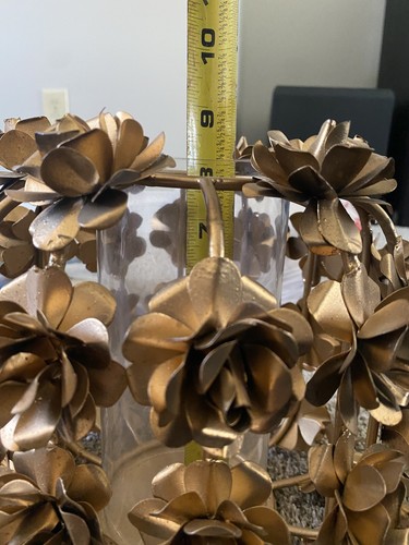 Rose Gold Candle Holder Flower Rose Pattern 8” Tall - Picture 5 of 5