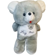 VTG 1982 A&B Novelty Plush Gray Mouse Teddy Bear Embroidered Belly Hug Me RARE