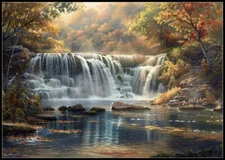 Mountain Waterfall 3 - Chart Counted Cross Stitch Patterns Needlework DMC Color
