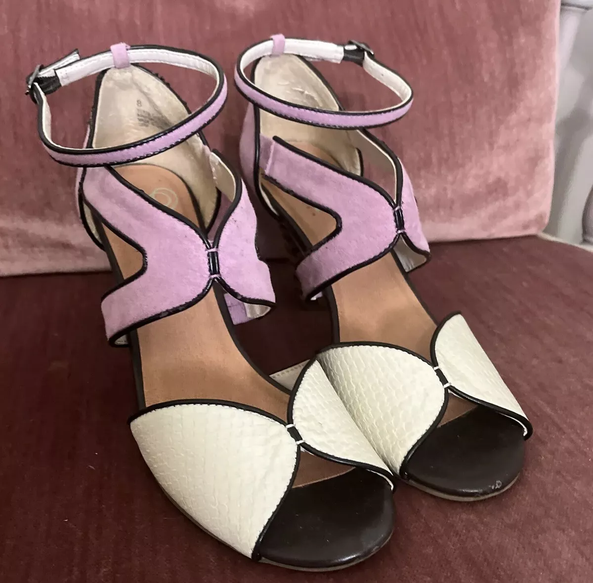 Sandals Women Heels 8 Faryl Robin Purple Suede Retro Vintage Look