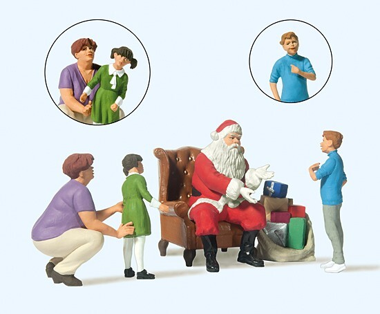 Weihnachtsmann In Sessel. Mutter, Kinder, / Preiser 44931 / 1:22,5 / Neu Ovp-image