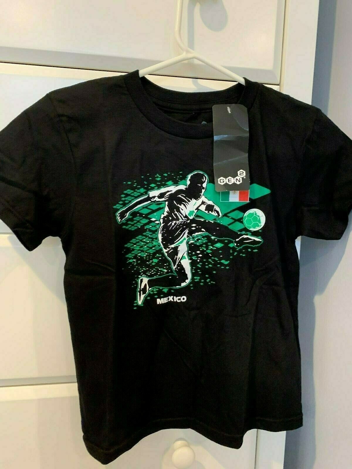 GEN2 Youth T-shirt Mexico Black Soccer Short Sleeve 5/6 NWT