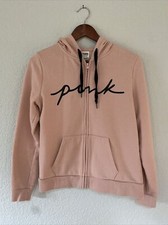 Victoria's Secret PINK Full Zip Hoodie Womens Small with Black letters EUC