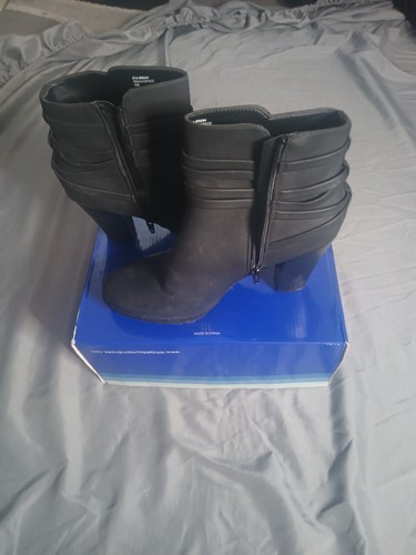 Stivali donna tacco bianco montagna 8m stile vanga nero scamosciato - Foto 2 di 5